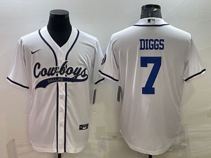 Men Dallas Cowboys 7 Diggs White Nike Co branded NFL Jerseys